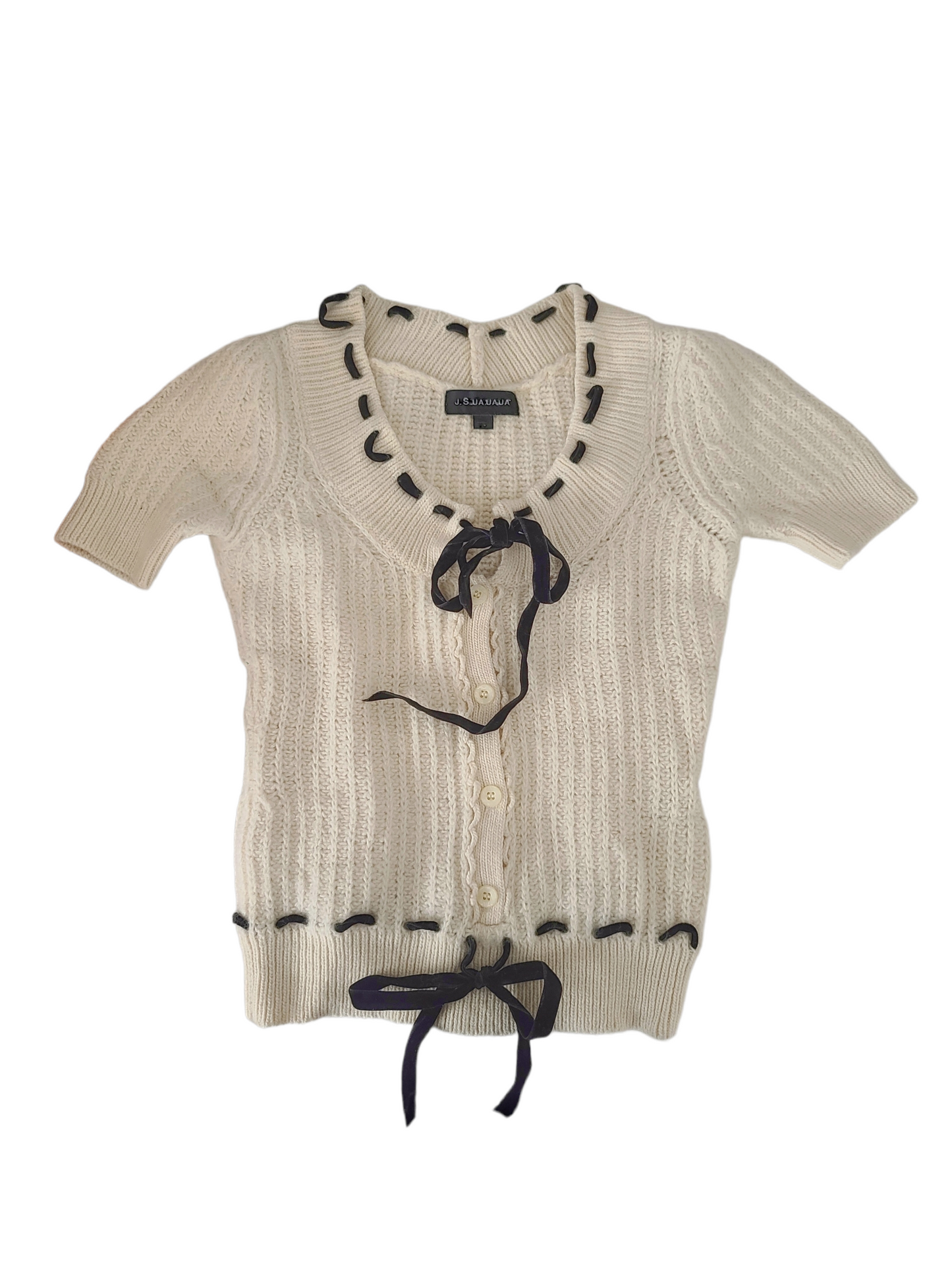 Coquette japan shibuya archive y2k vintage tokyo 2000 pull ribbon ruban cotele ribbed cute kawaii girly