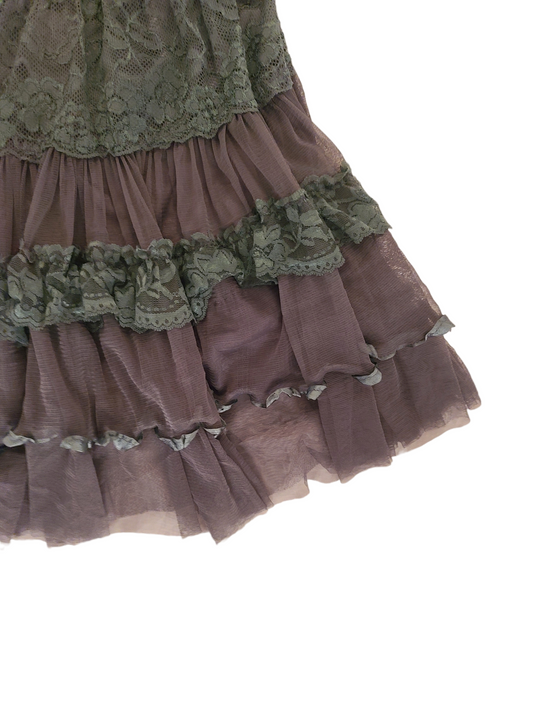 Y2k coquette fairy ruffled lace skirt