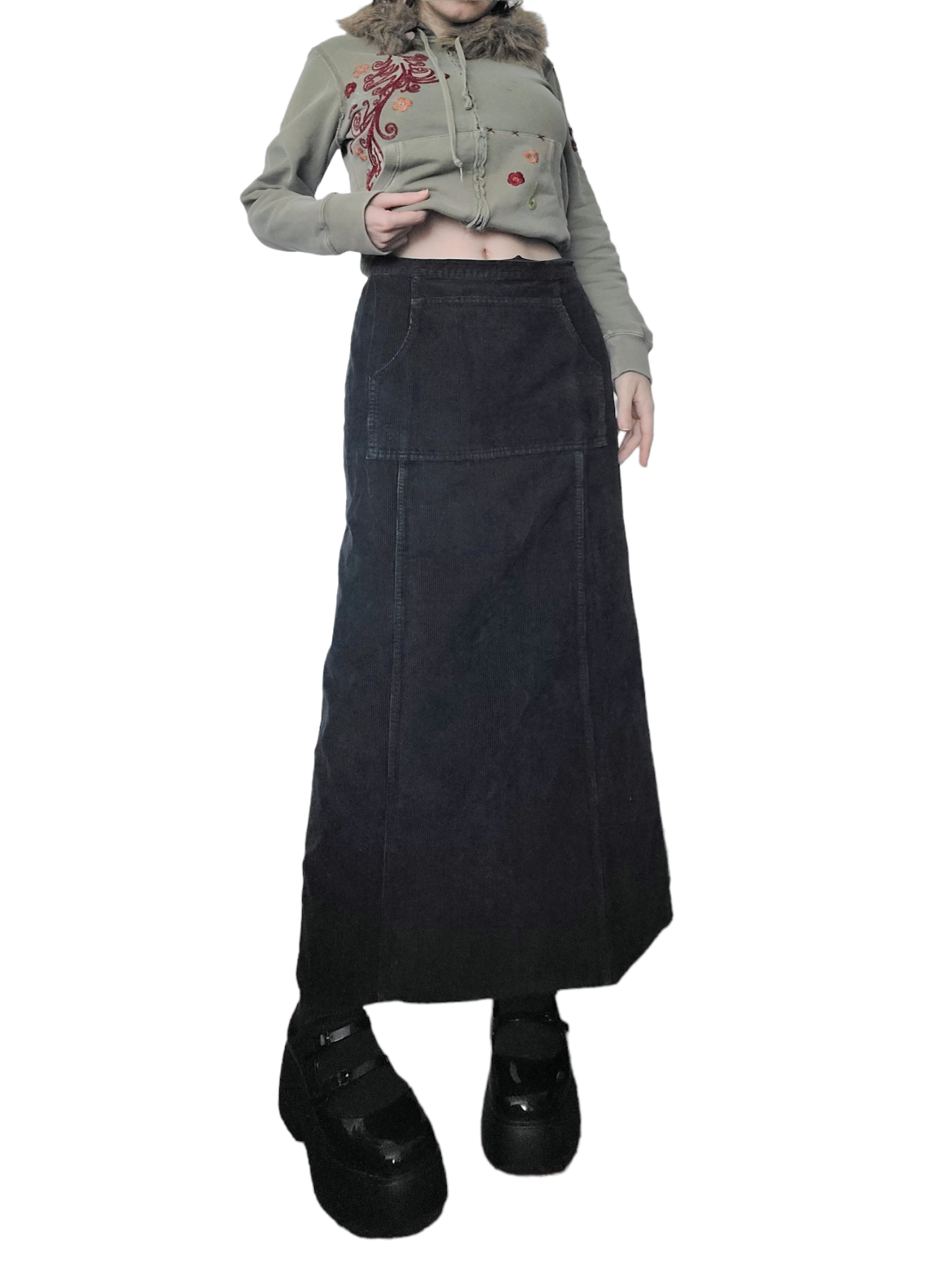 Corduroy maxi skirt 90s vintage grunge 