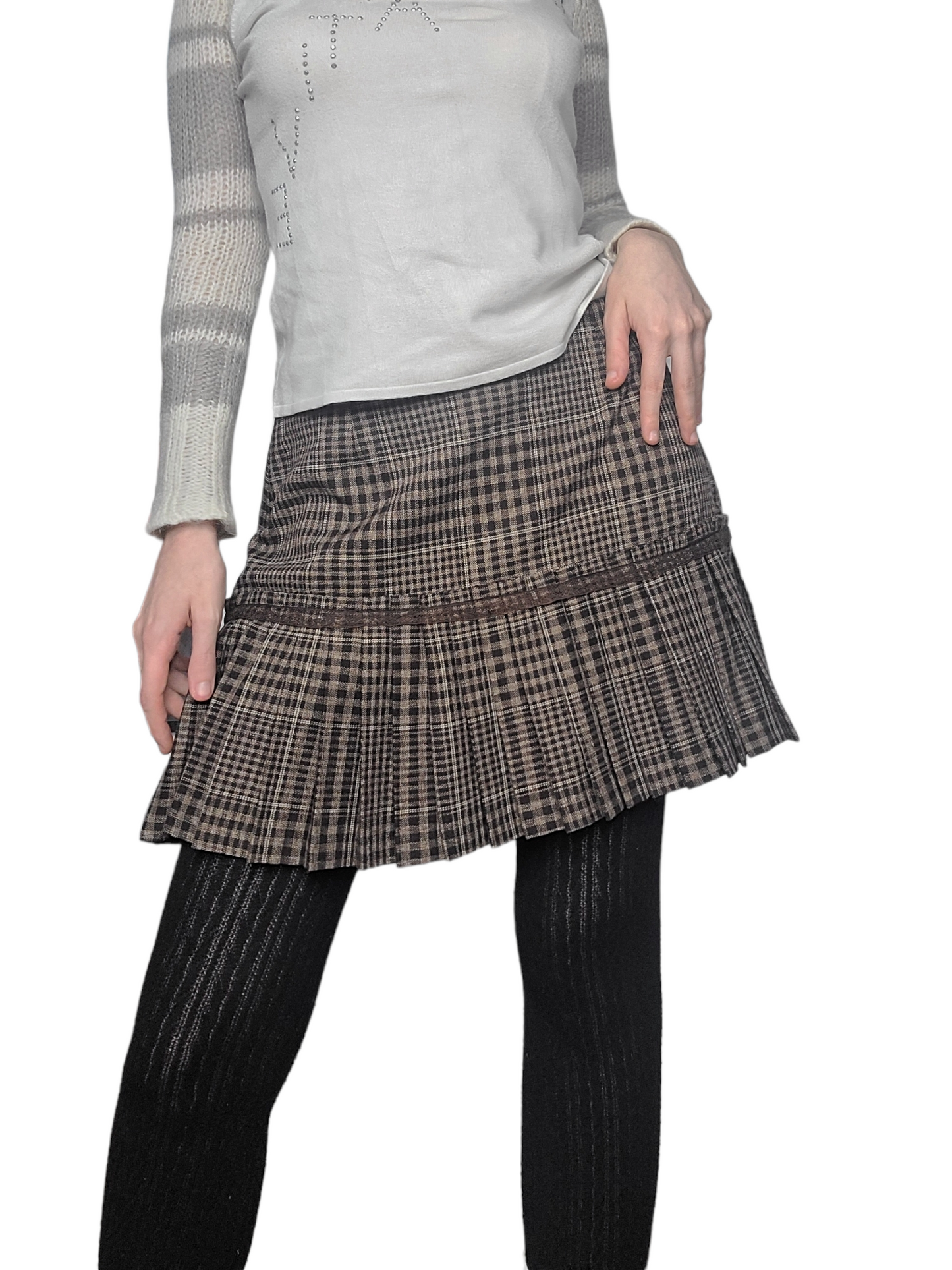 90s downtown plaid pleated mini skirt
