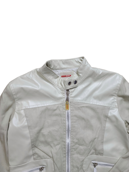 Y2k white biker jacket