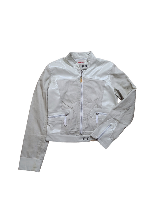 Grunge y2k vintage white biker jacket