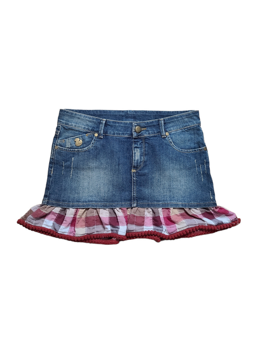 y2k mini skirt in plaid denim