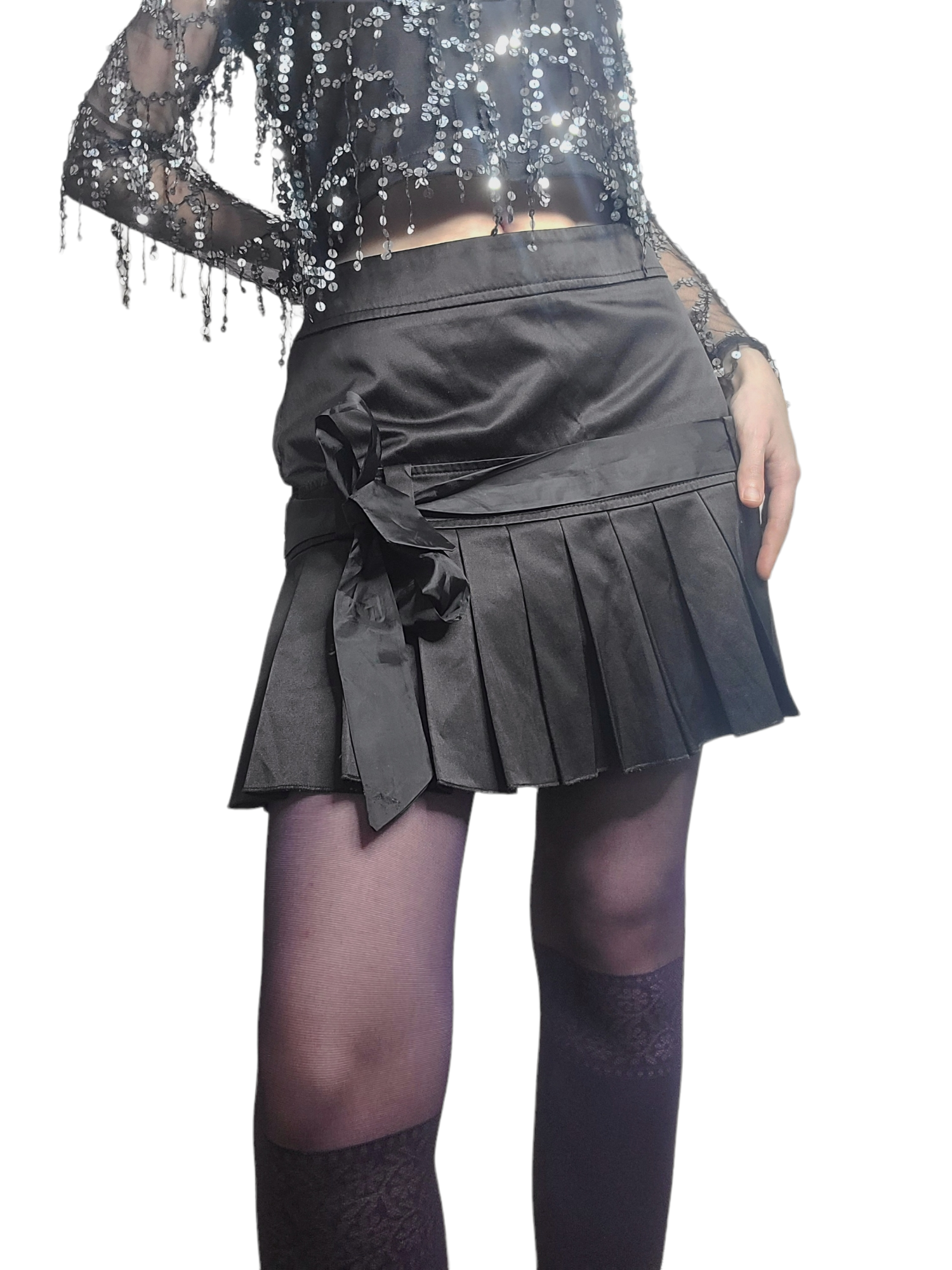 Y2k coquette pleated black mini skirt - zimfriperie