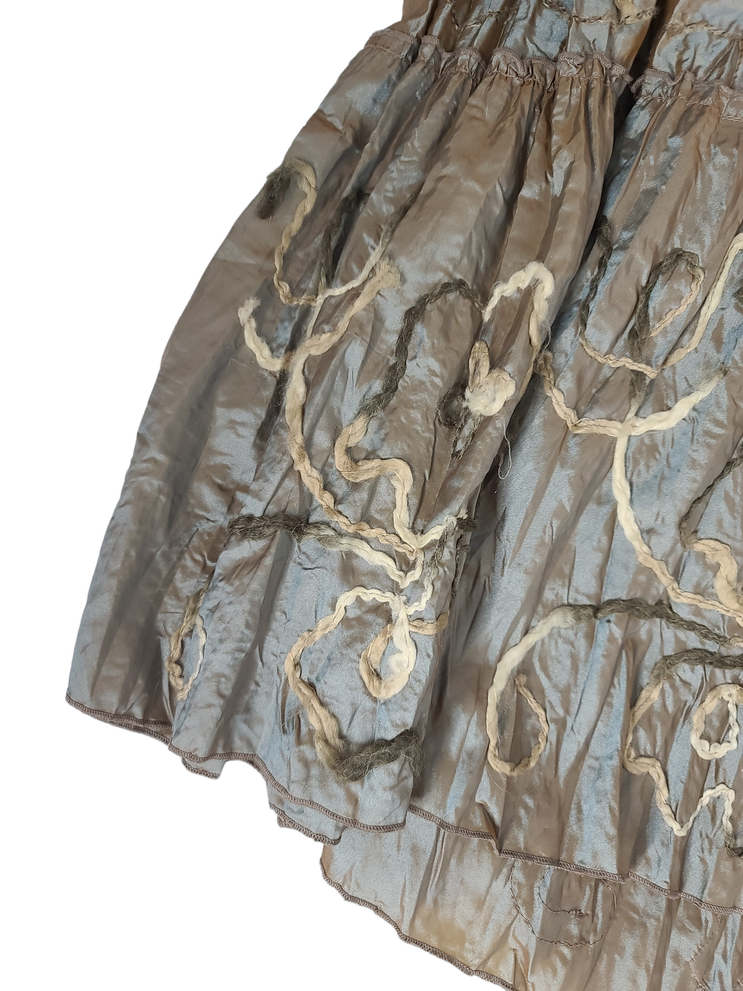 Vintage fairy khaki long satin skirt