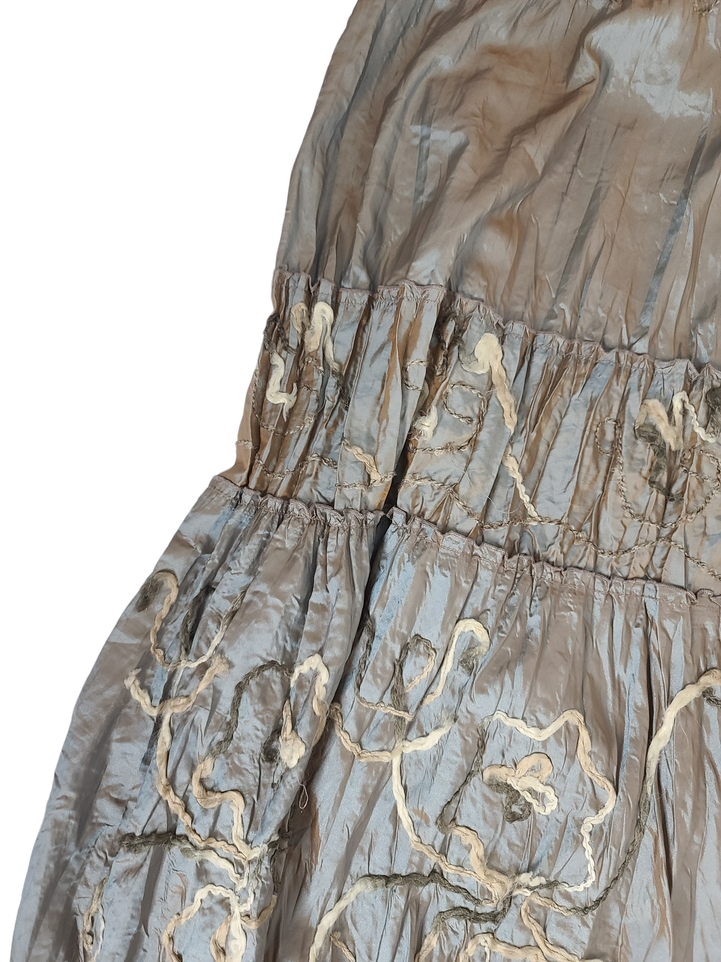 Vintage fairy khaki long satin skirt