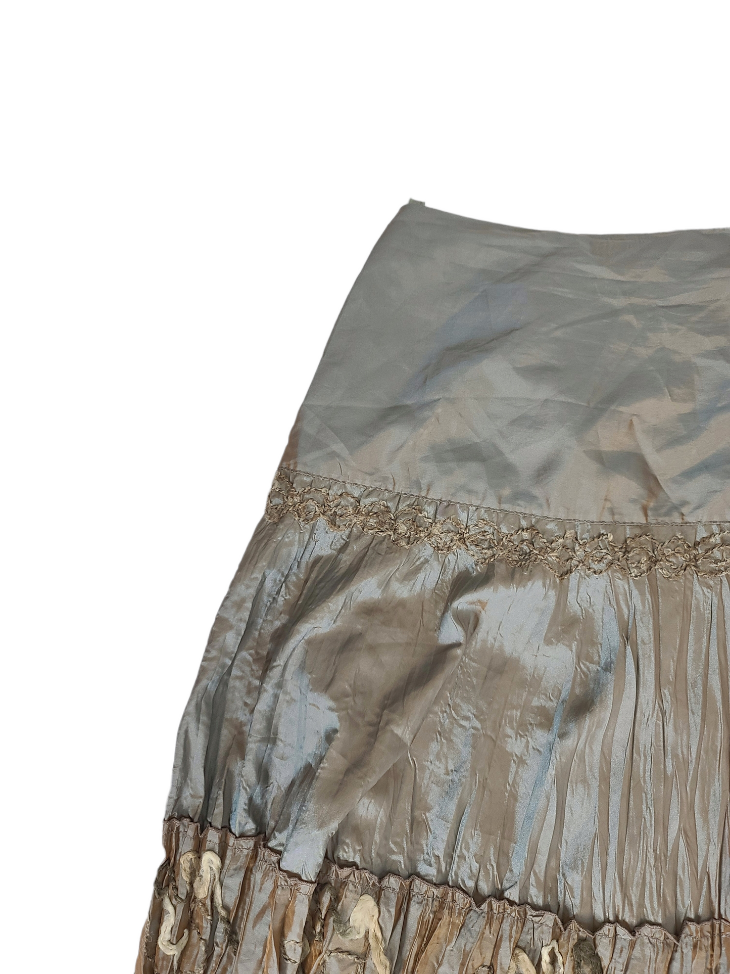 Vintage fairy khaki long satin skirt