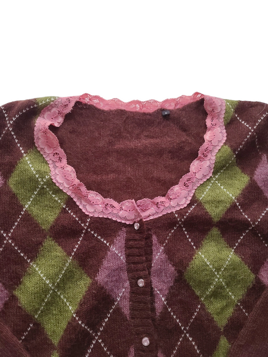 Vintage coquette jacquard cardigan