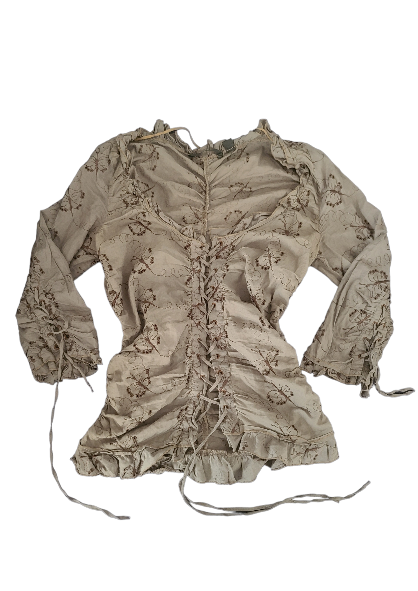 Fairygrunge 90s lace up butterfly top embroidery 