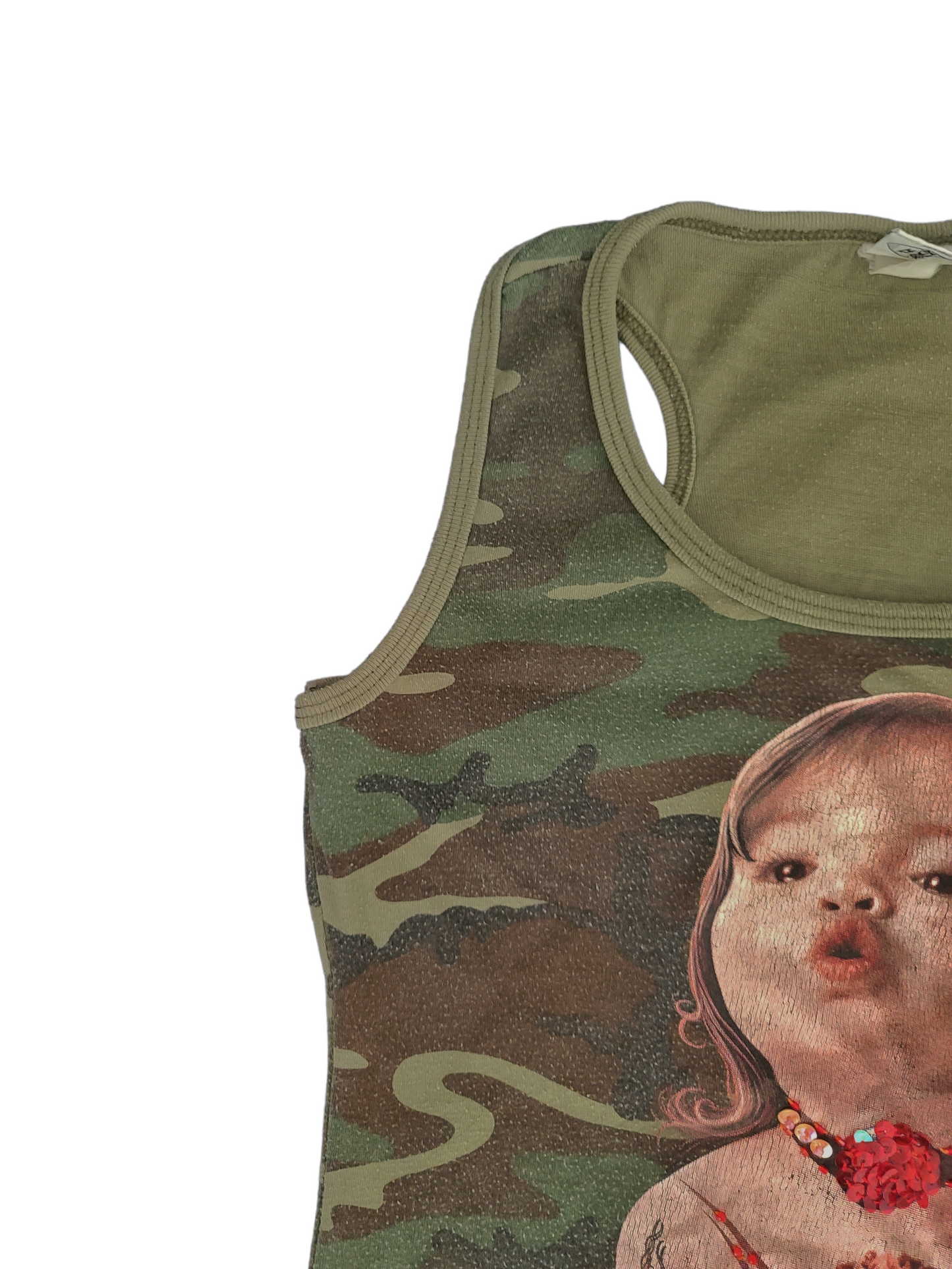 Top baby printed military y2k