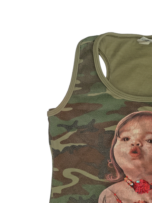 Baby printed military y2k top