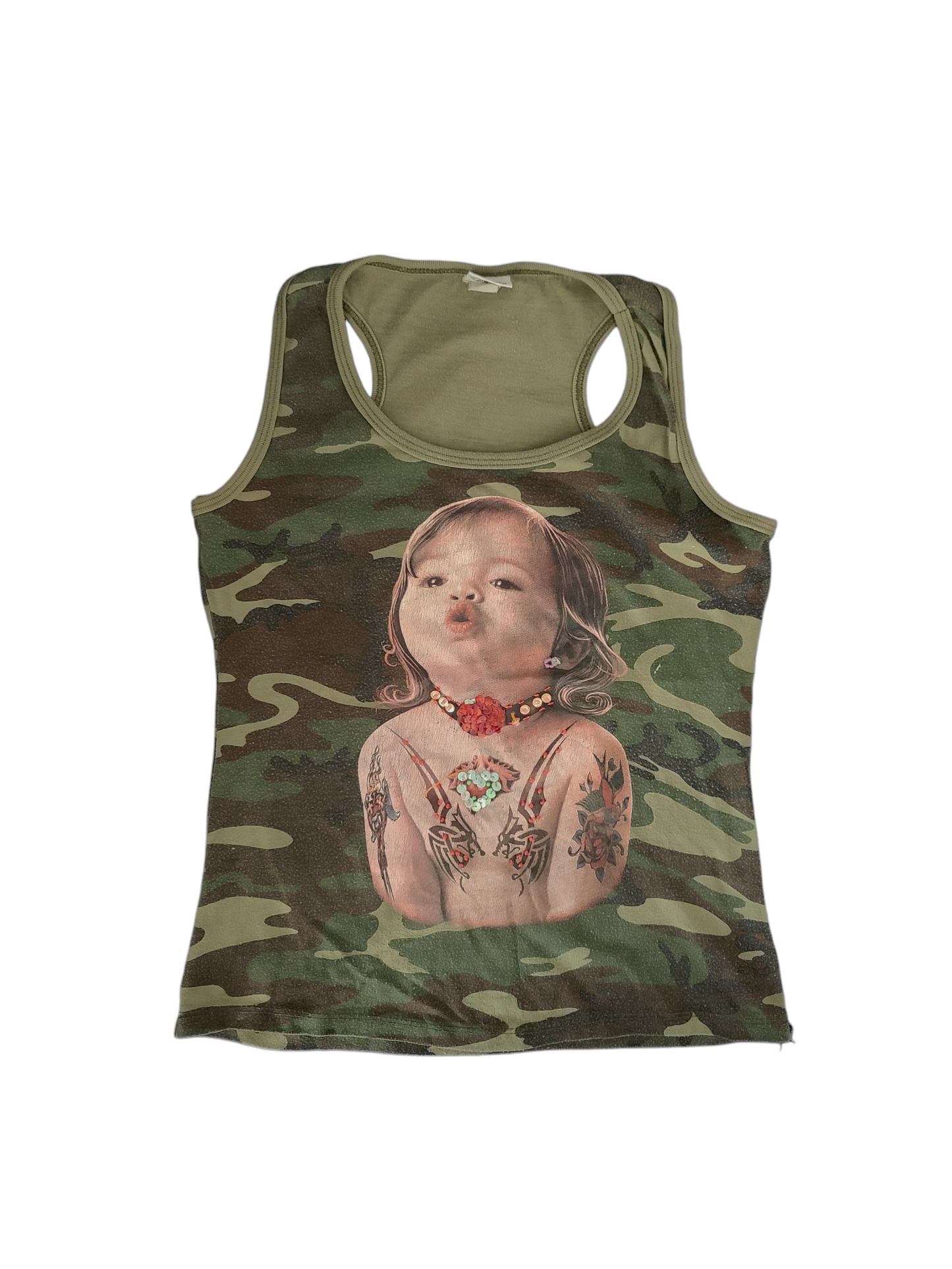 Printed military y2k vintage cybery2k punk strass baby archive rare harajuku 