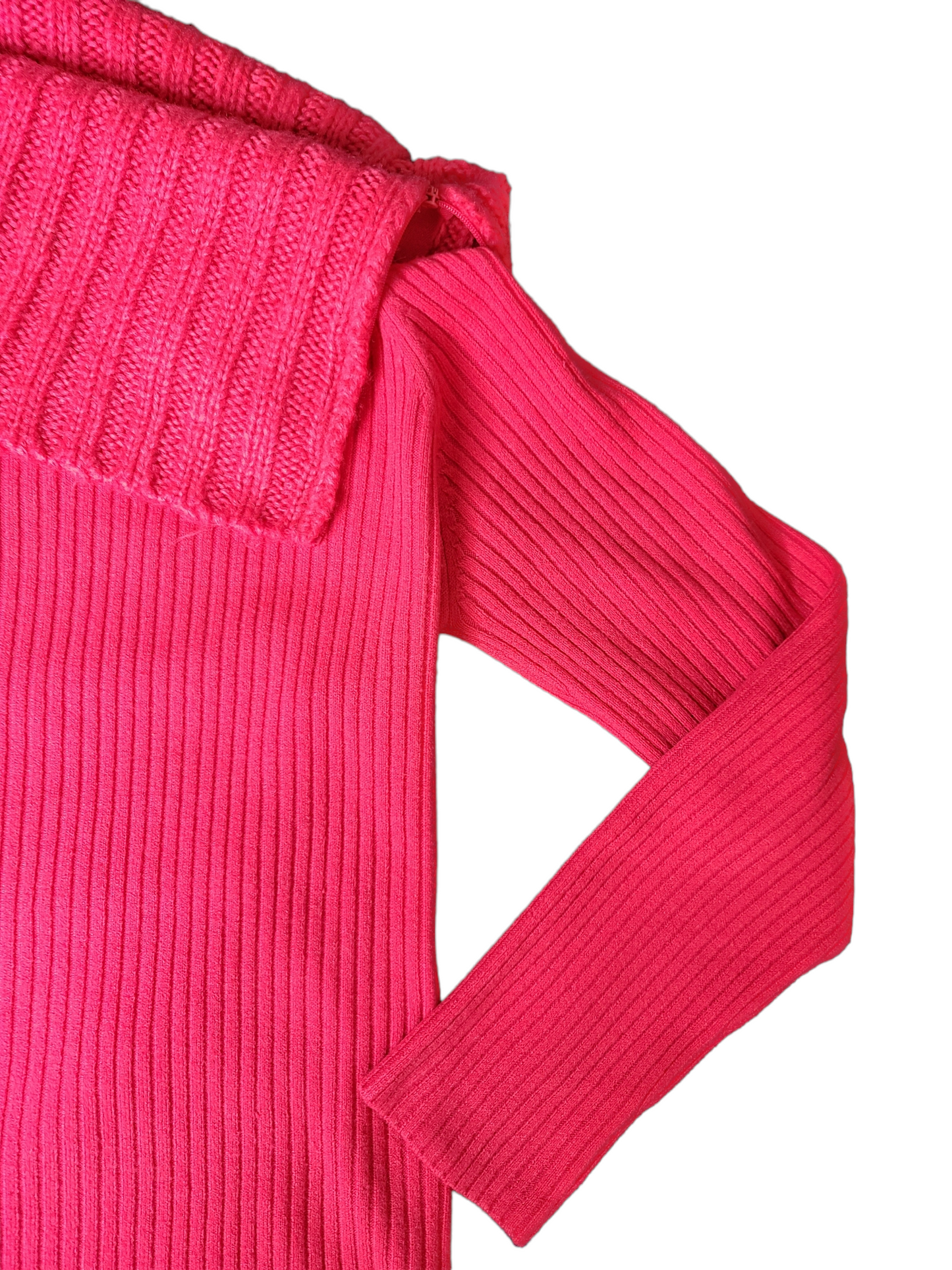 Y2k pink ribbed off-shoulder sweater