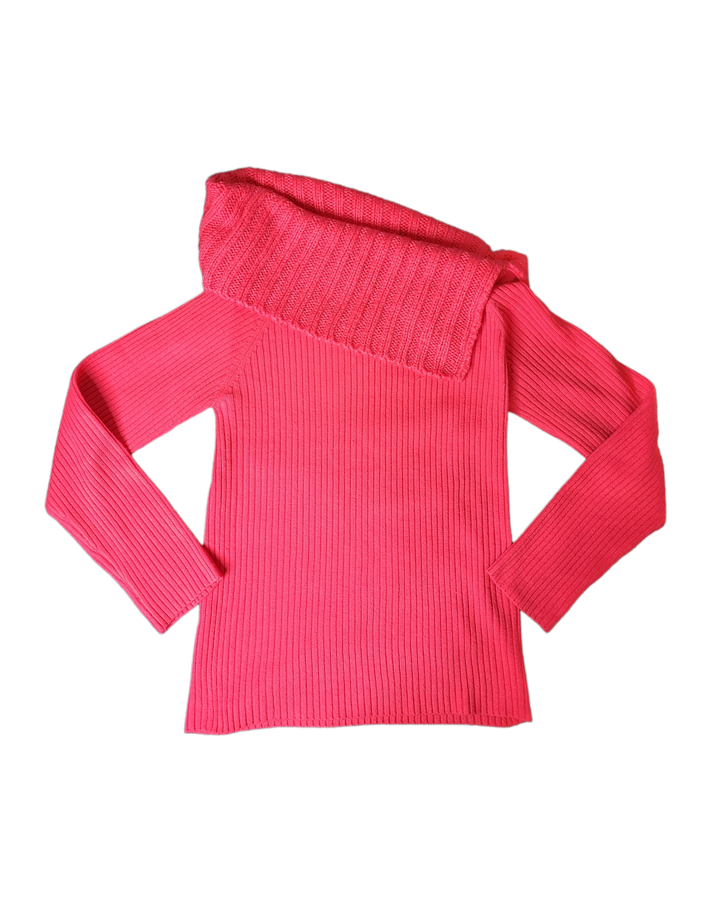 Y2k pink ribbed off-shoulder sweater