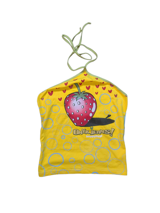 Strawberry backless y2k printed top harajuku gyaru kidcore mcbling 