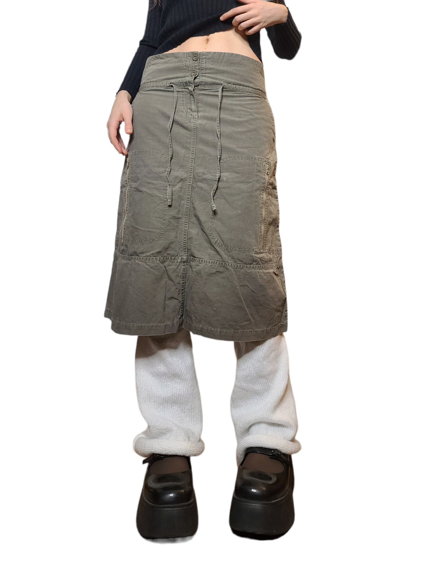 90s y2k vintage kaki gorpcore grunge skirt