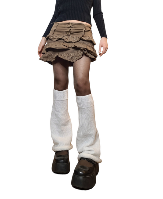 Ruffled mini skirt Coquette downtown y2k vintage brown harajuku 