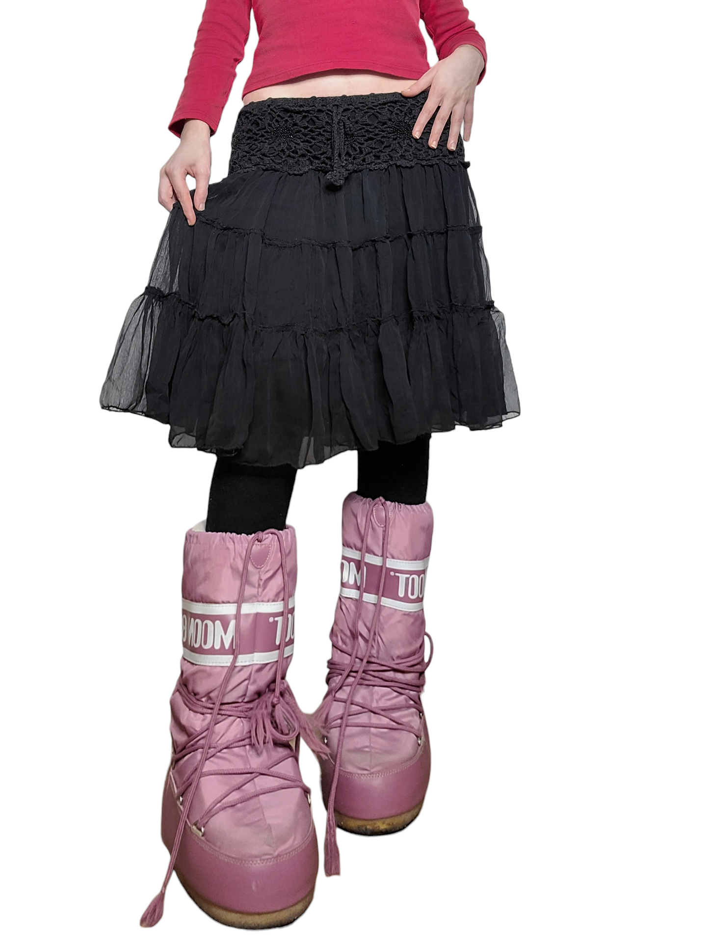 Y2k fairy lace ruffled skirt