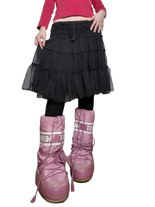 Y2k fairy lace ruffled skirt