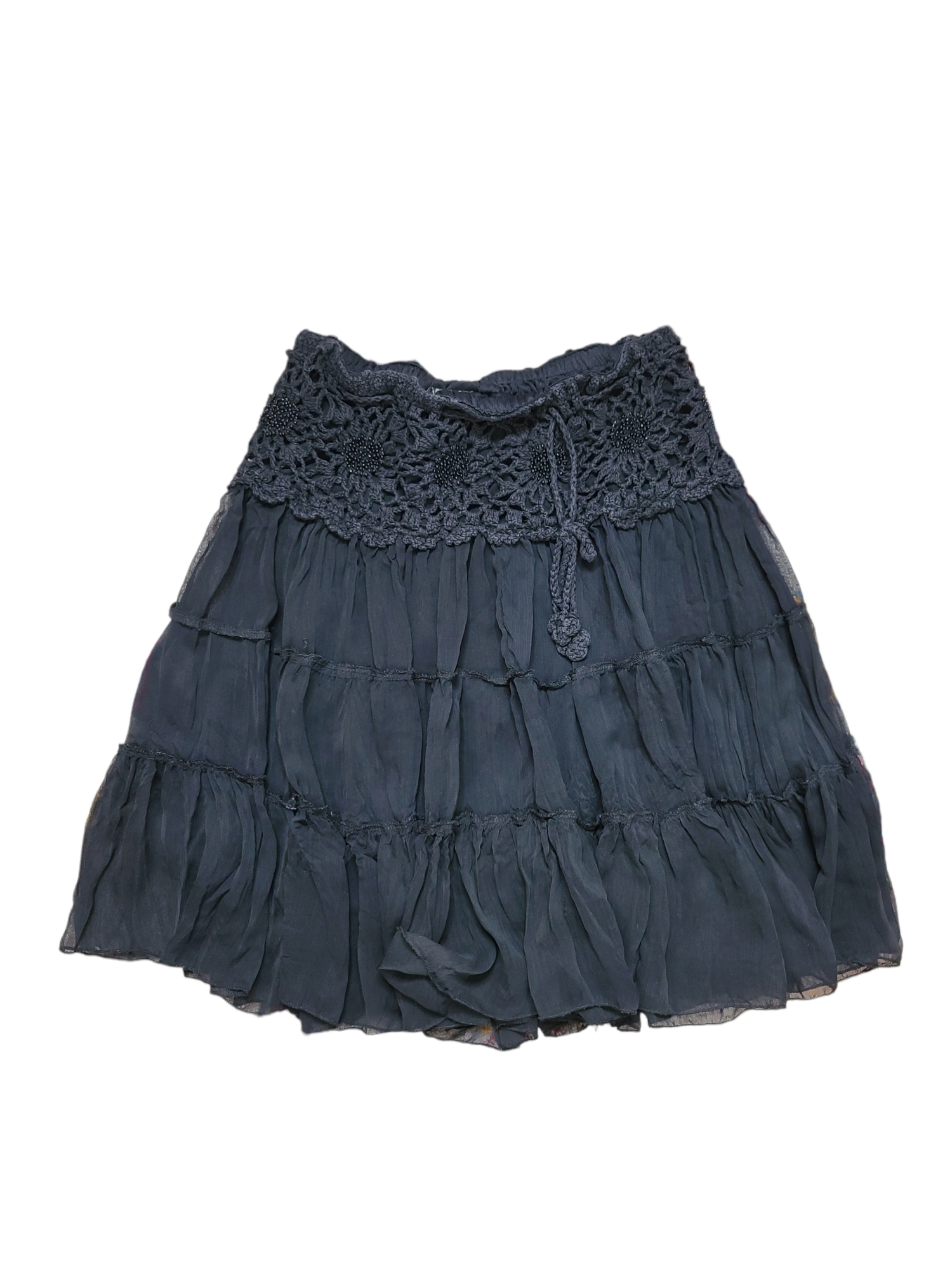 Crochet fairygrunge y2k ruffled skirt vintage