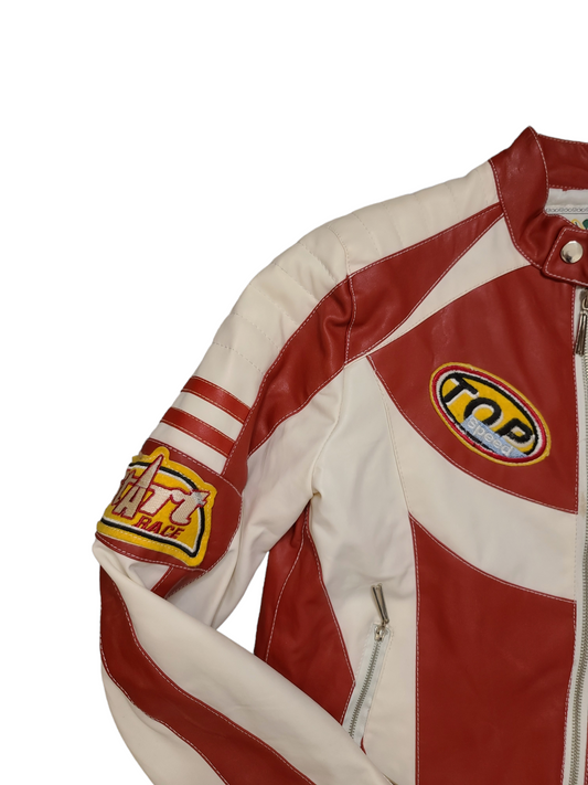 Red y2k biker jacket