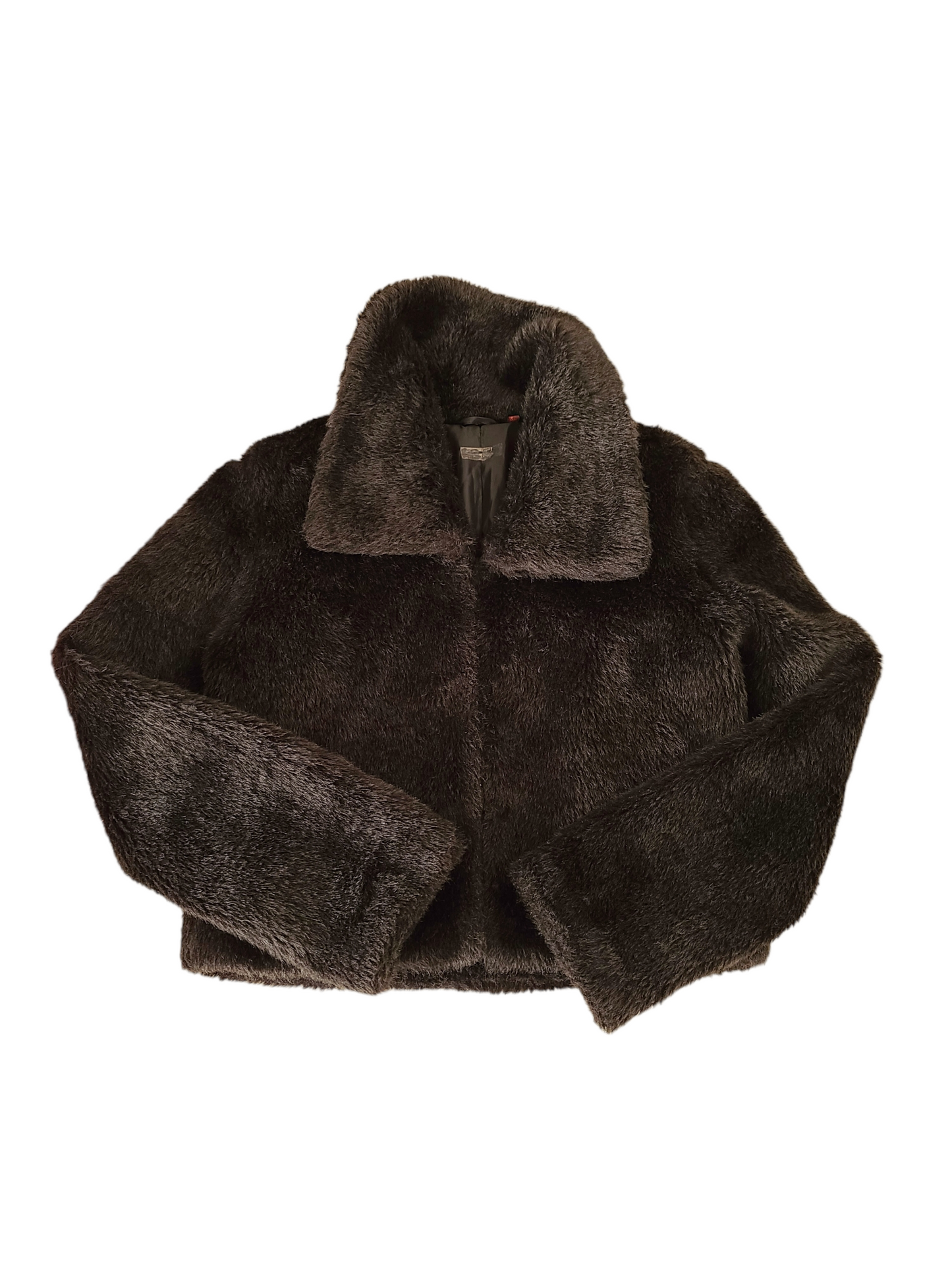 Black y2k mcbling faux fur coat