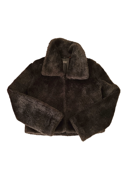 Black y2k mcbling faux fur coat
