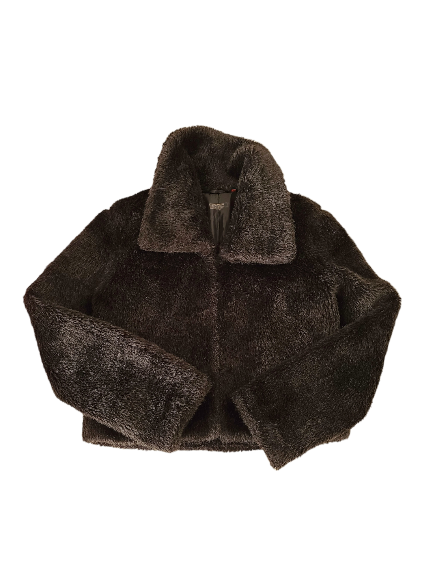 Black y2k mcbling faux fur coat