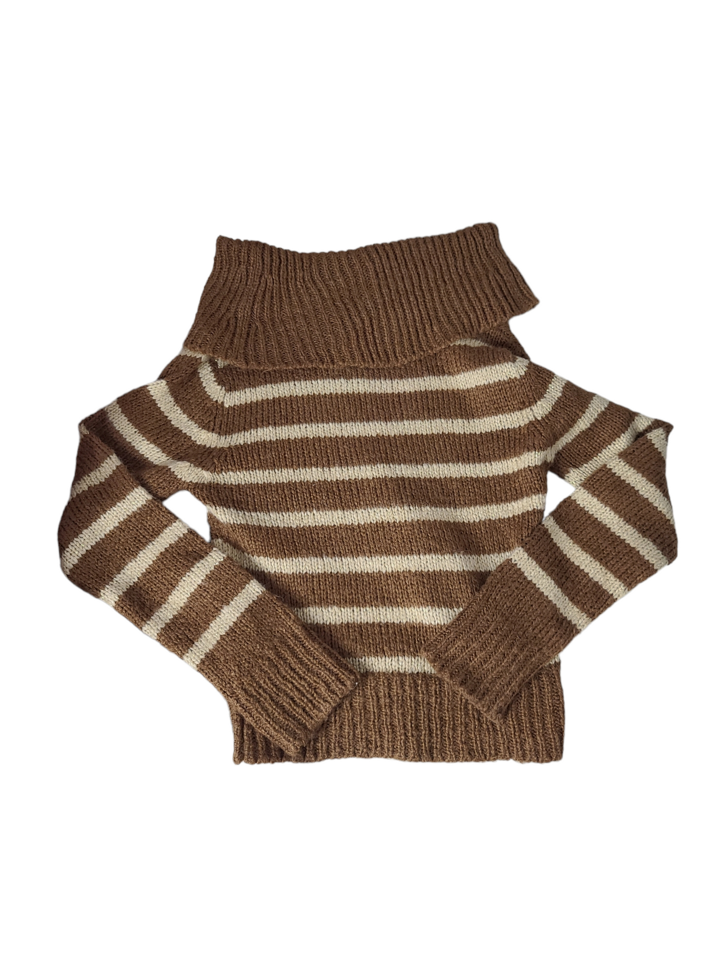 Y2k stripes brown off-shoulder sweater