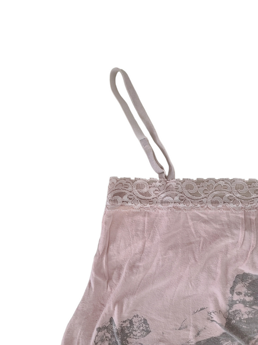 Coquette pink lace y2k cami top
