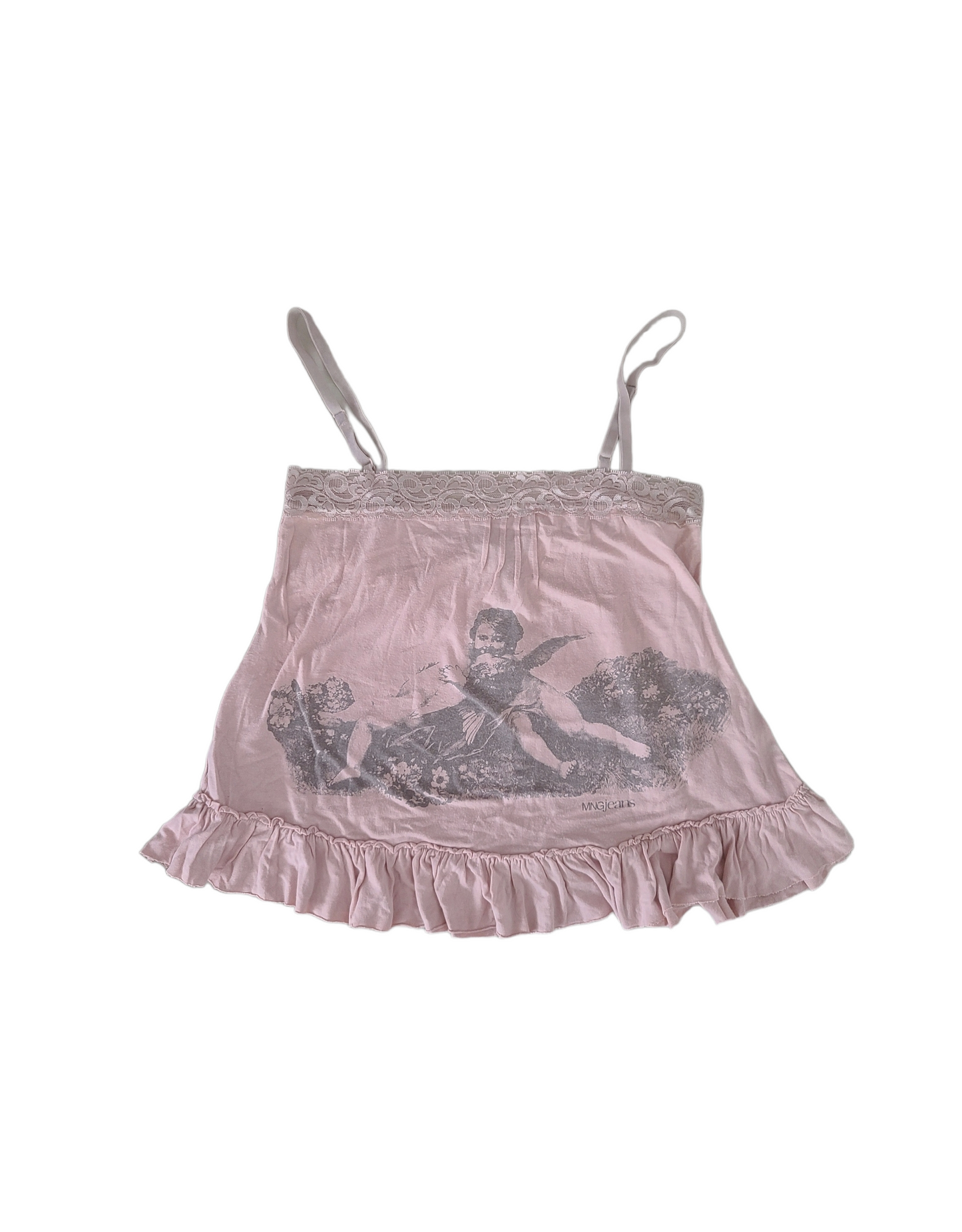 Coquette y2k lace printed pink angelcore top