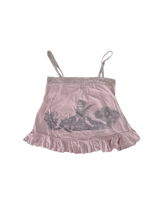 Coquette y2k lace printed pink angelcore top