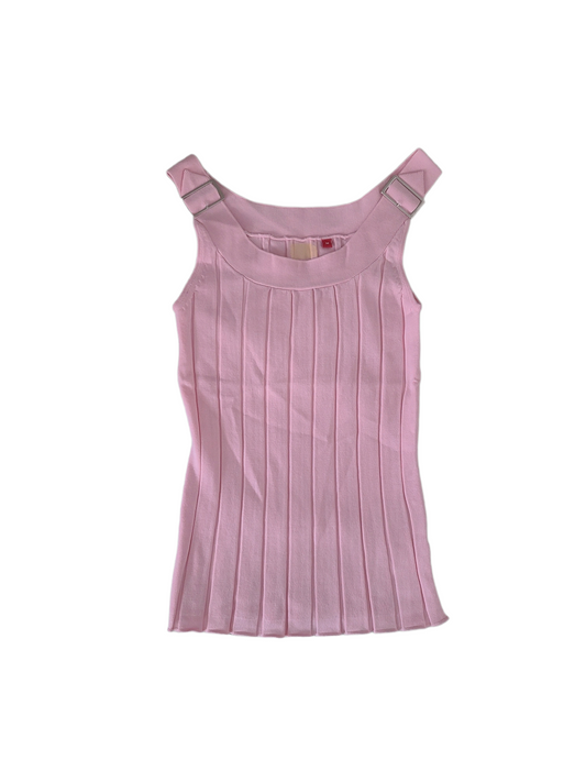 Y2k ribbed off shoulder pink top