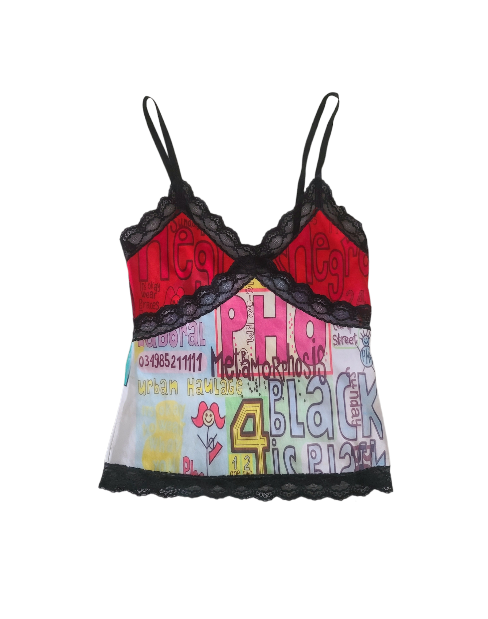 Harajuku cybery2k printed maximalist colorfull top lace rare archive 