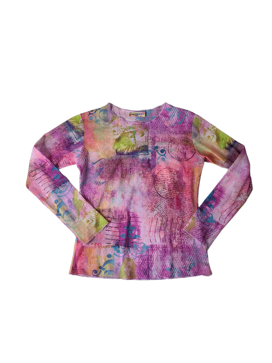 Cybery2k y2k vintage pink mesh top 2000