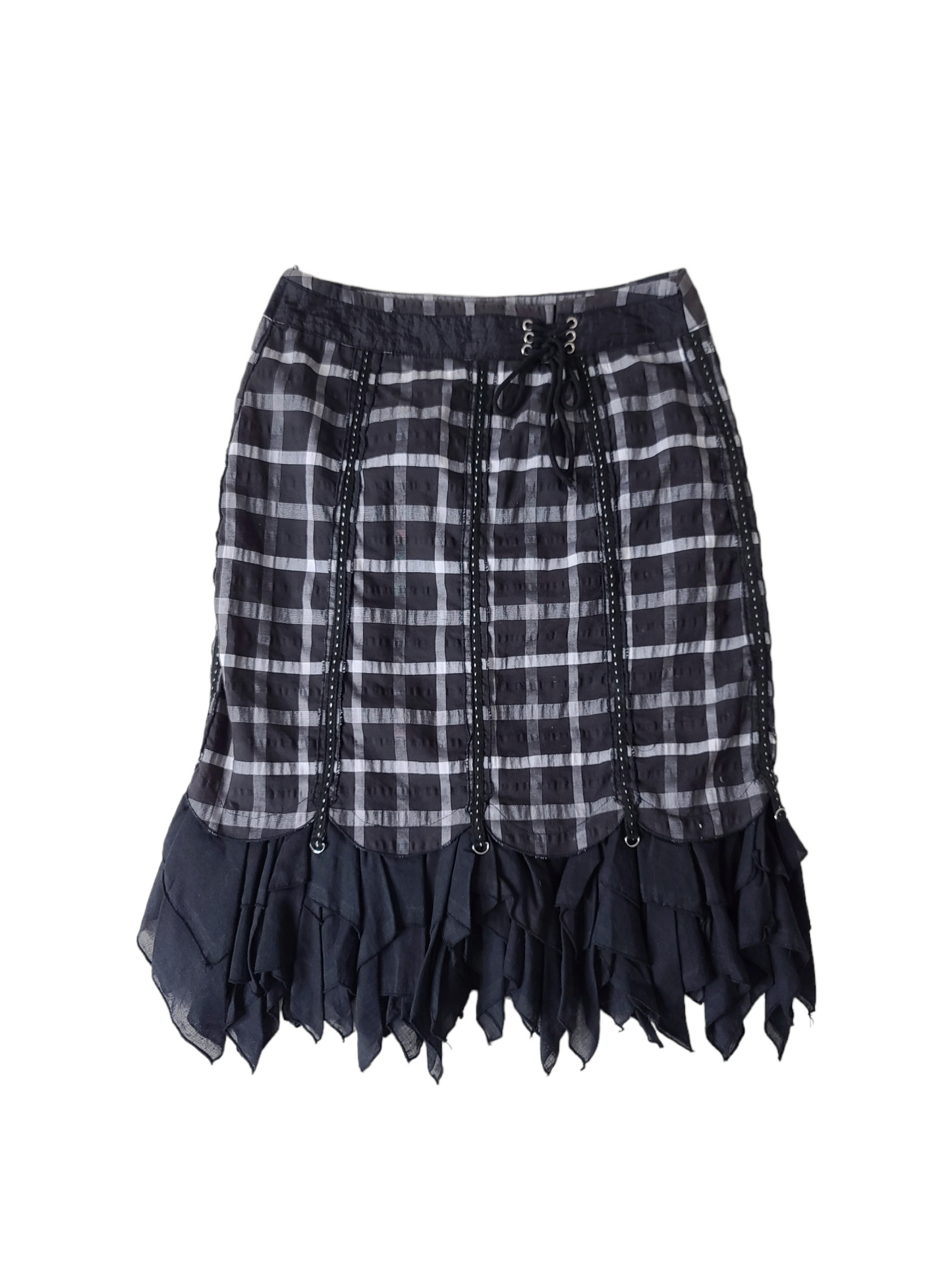 Emo grunge plaid fairy y2k vintage skirt ruffled black 
