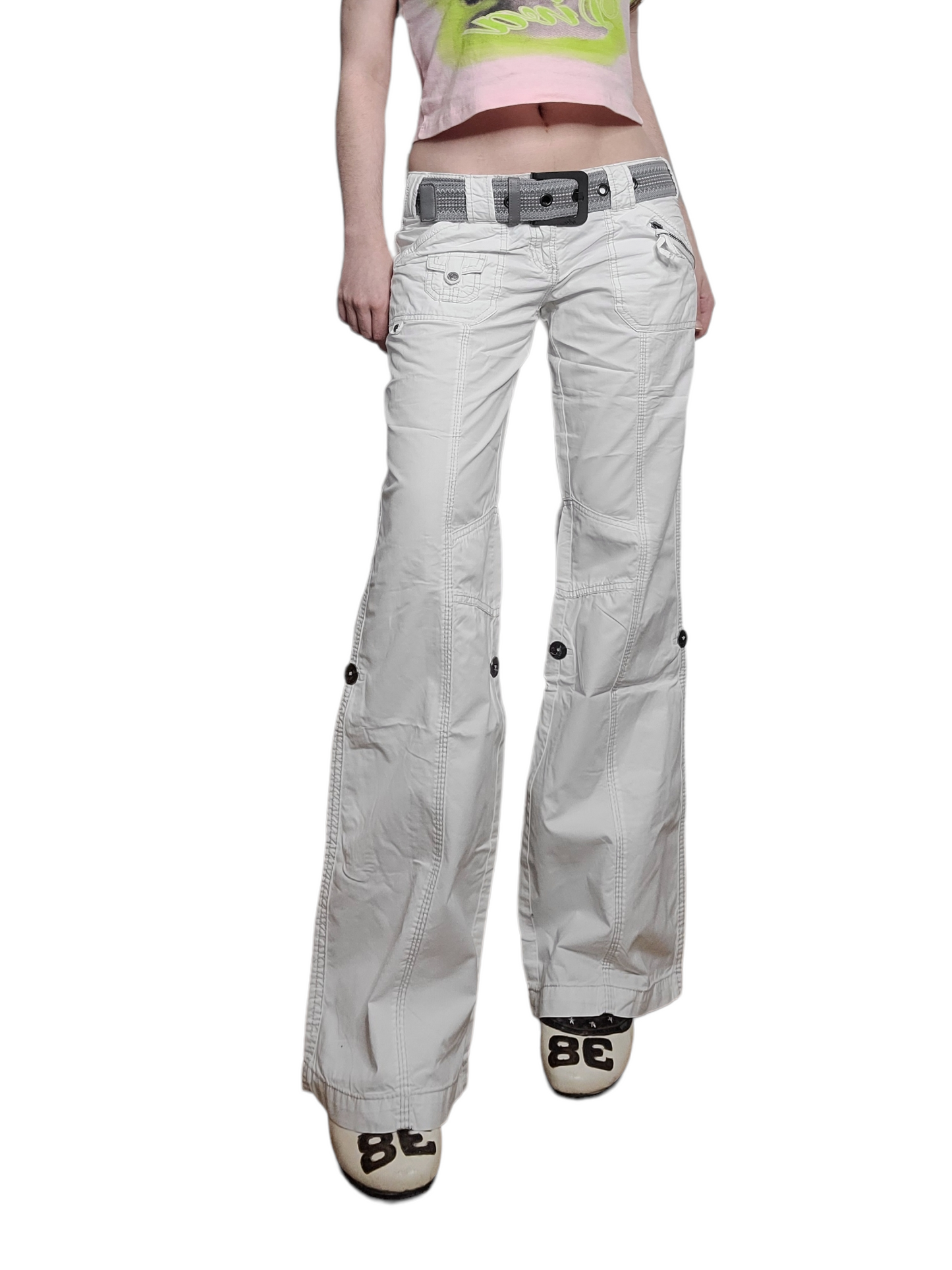 Cargo 90s white vintage low waist pants grunge