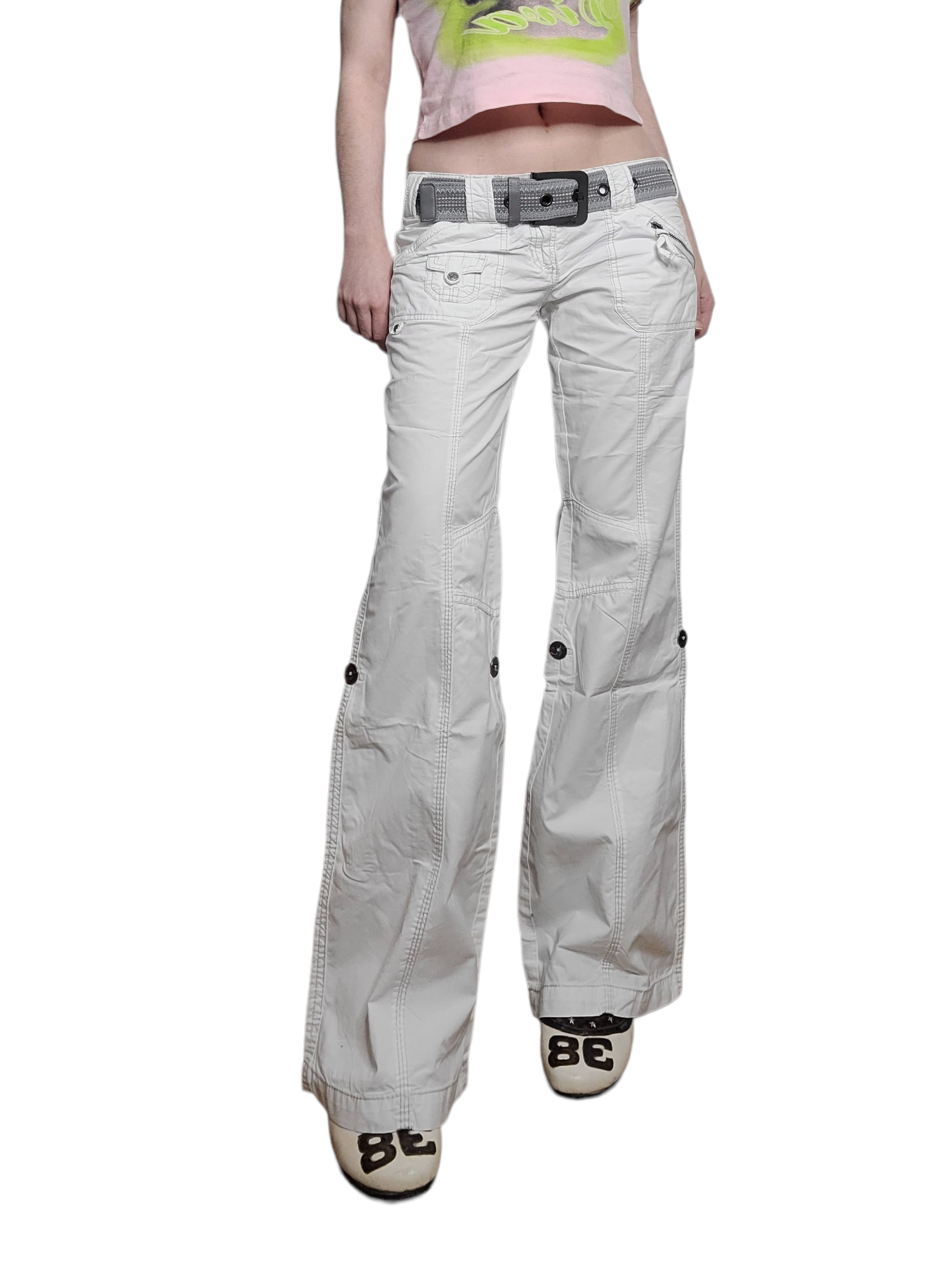 Cargo 90s white vintage low waist pants grunge
