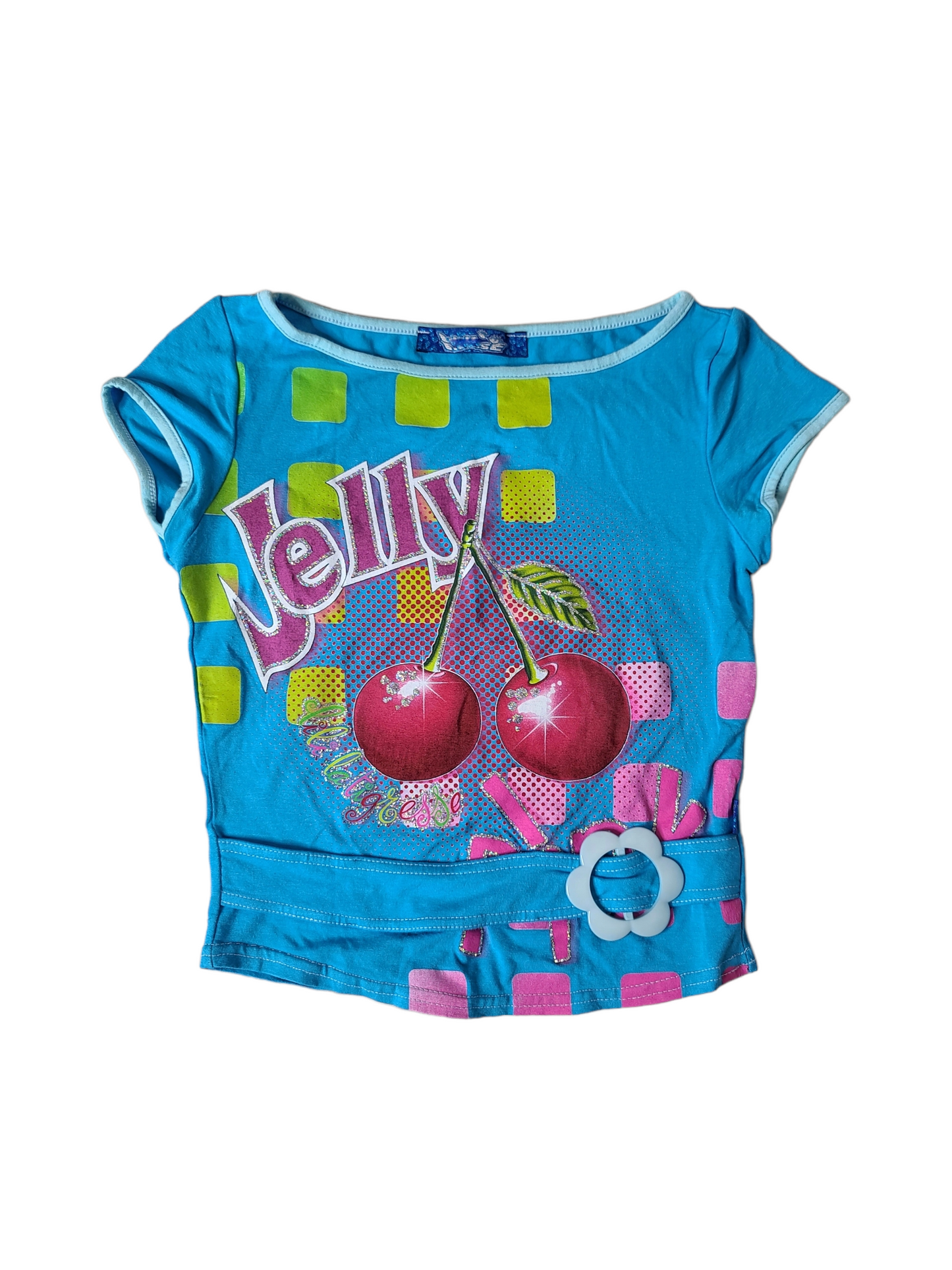 Printed mcbling cherry y2k top