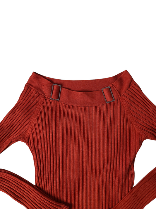 Y2k red off-shoulder sweater