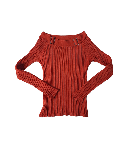 Y2k red off-shoulder sweater