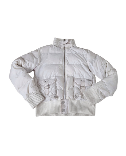 Y2k vintage white puffer jacket techwear mcbling
