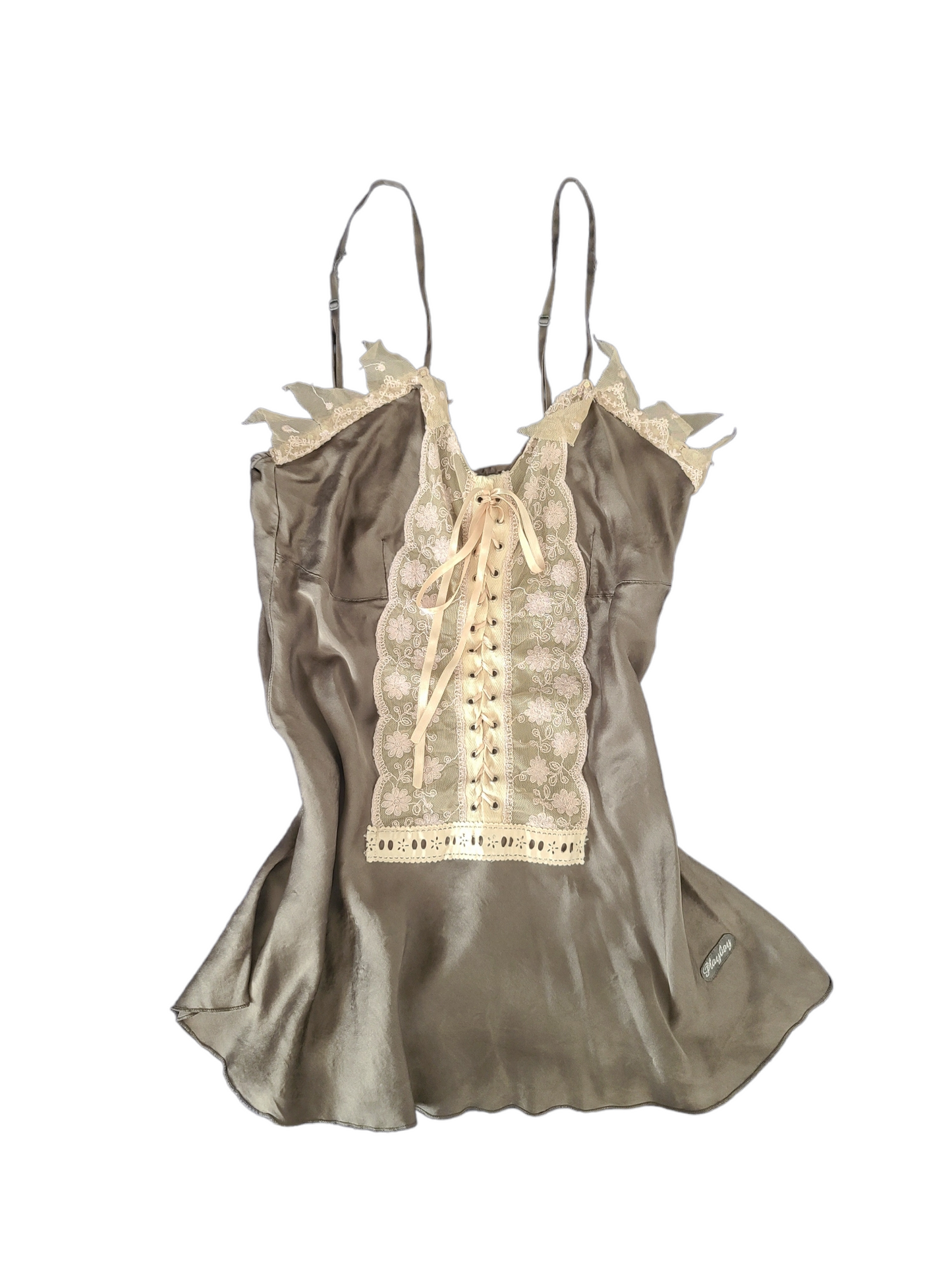 Y2k Playboy khaki lace top
