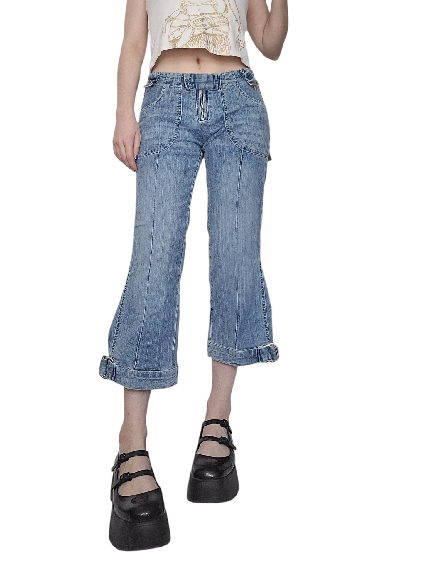 90s Punkfish denim cropped pants