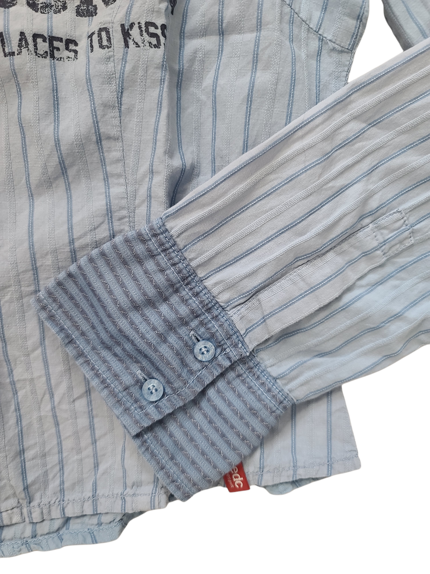 90s beachwear blue striped shirt