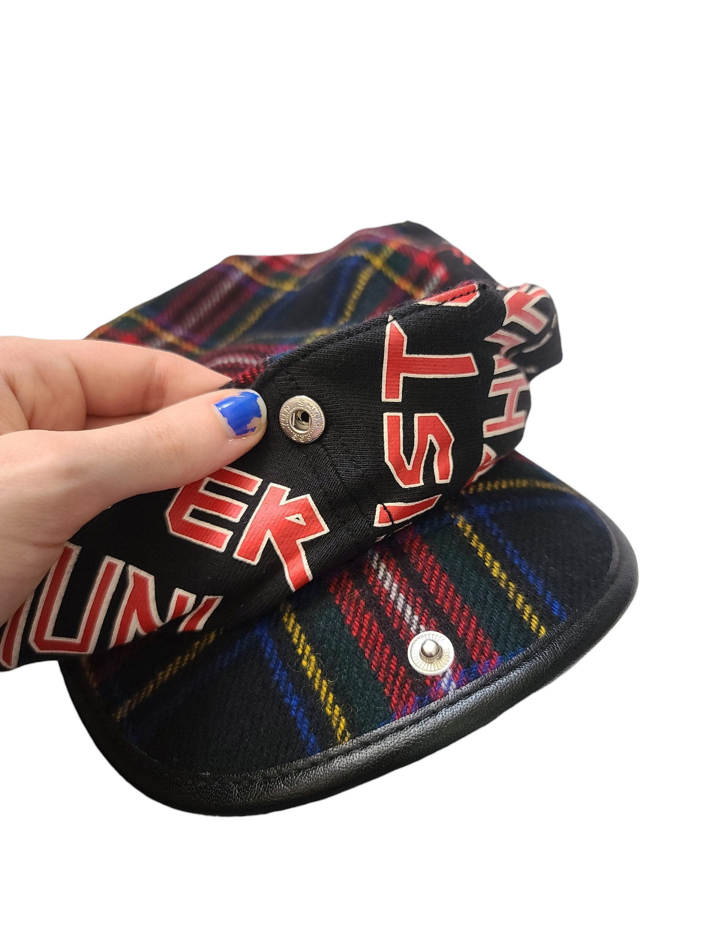 90s plaid punk beanie