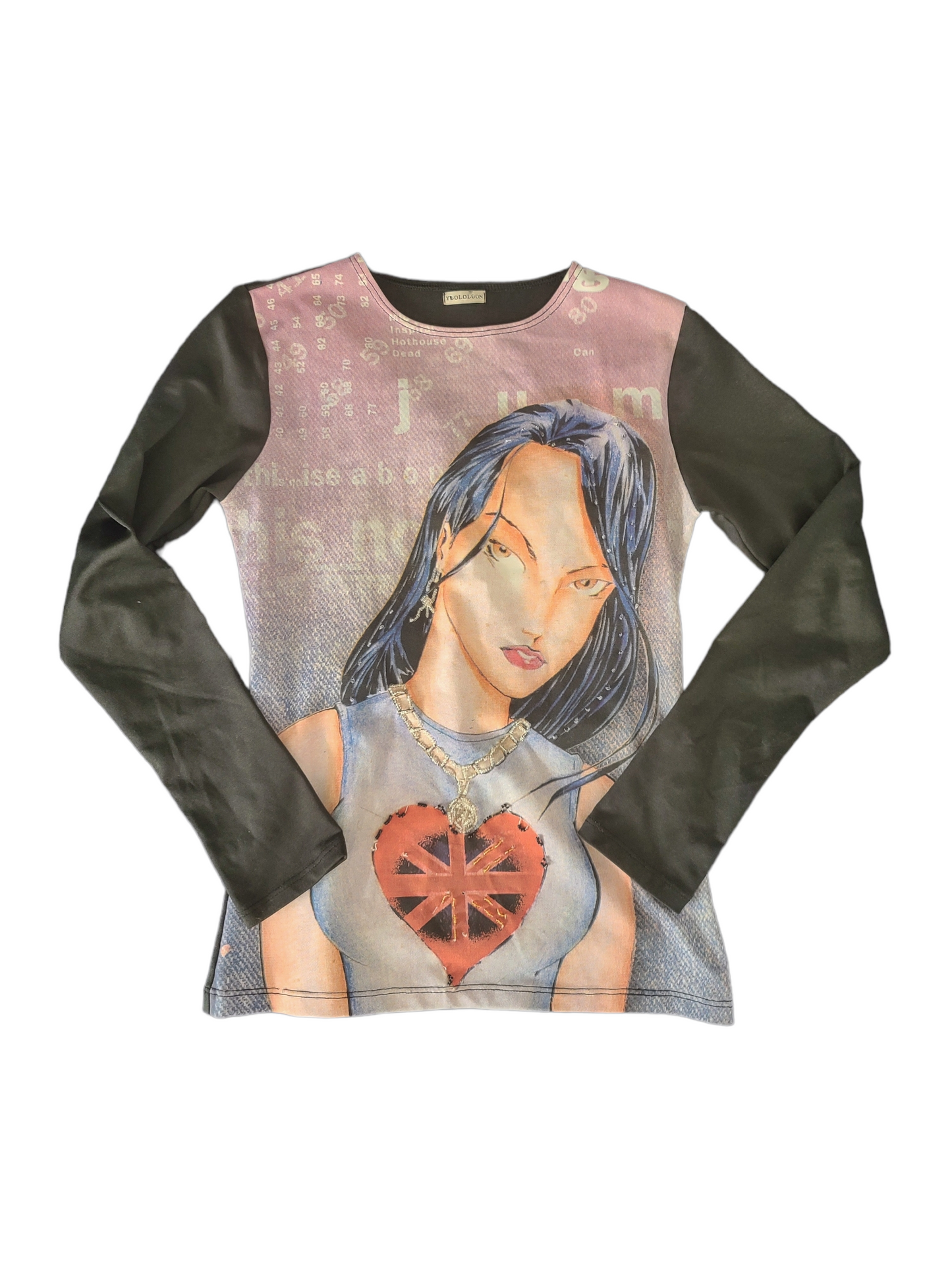 Y2k printed cyber graphic vintage top