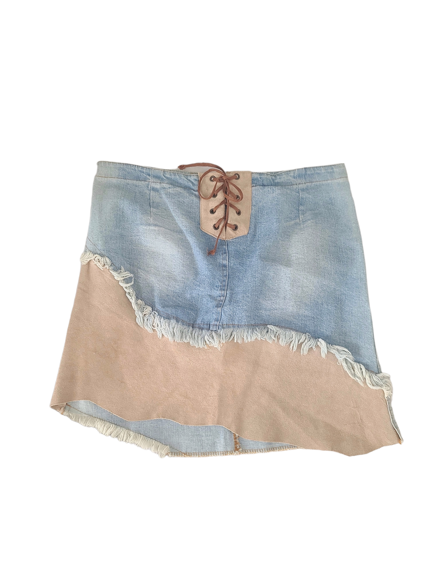 Jupe vintage y2k mini skirt lacets en jean denim lace up western 2000