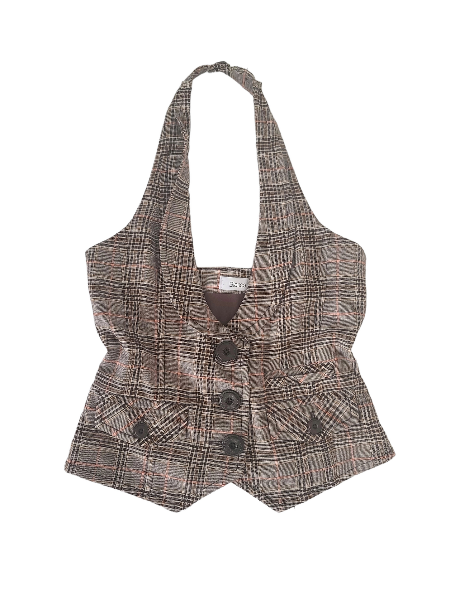 Y2k plaid backless top