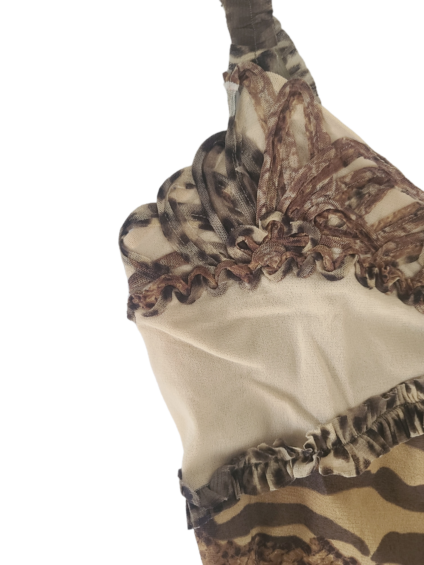 Y2k coquette leopard mesh top
